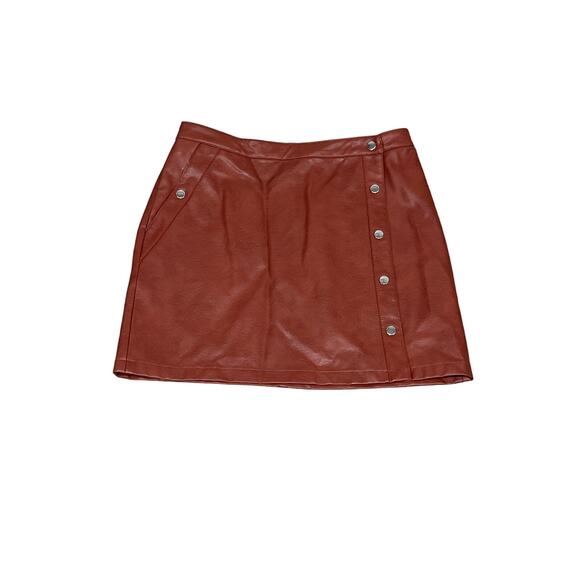 Urban Outfitters Dresses & Skirts - Vegan Leather Urban Outfitters Terra Cotta Snap Mini Skirt,‎ Size L, KB89